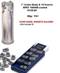 1" APKT160408 End Mill Kit & 10 Inserts